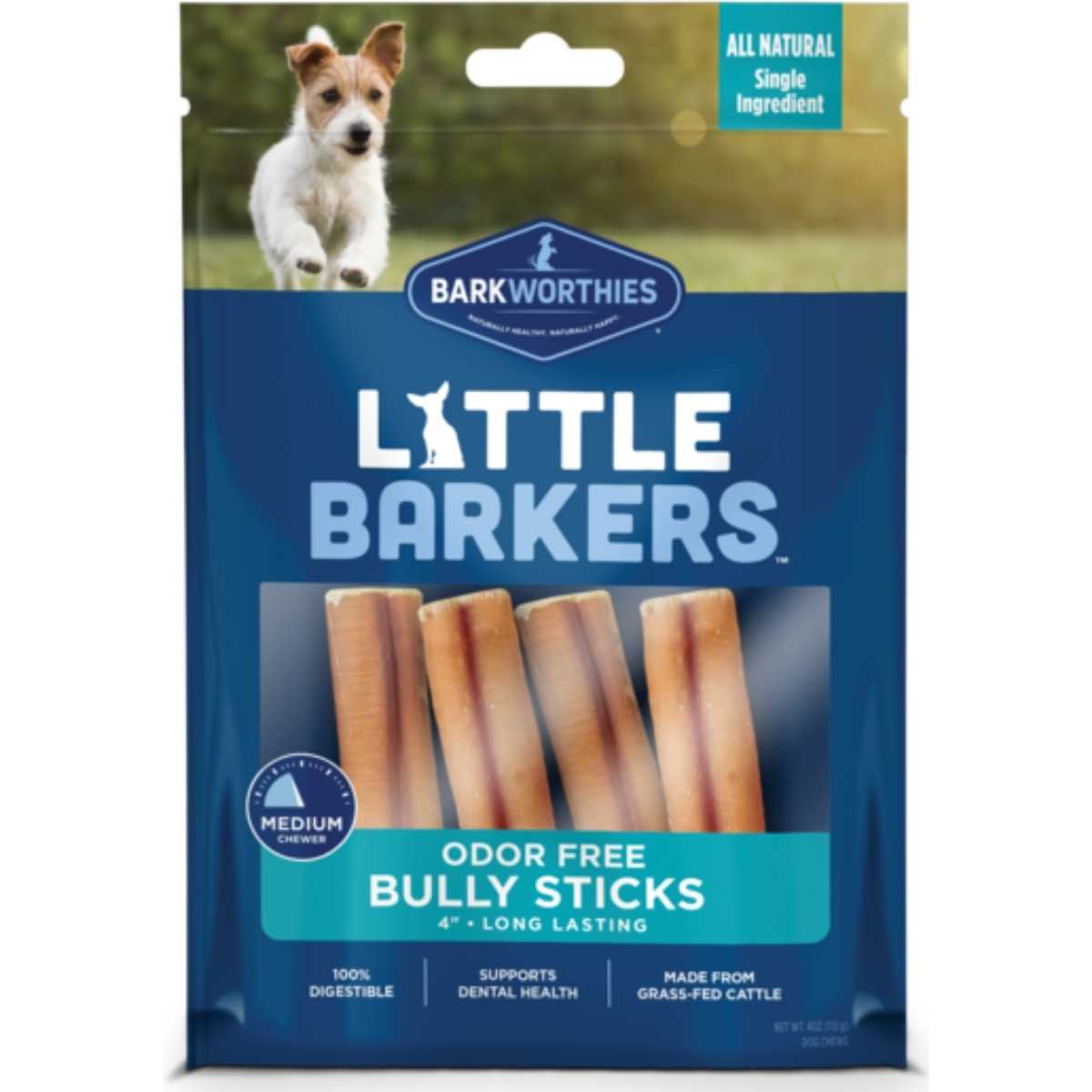 Barkworthies Little Barkers Odor Free 4" Bully-4 oz Bag