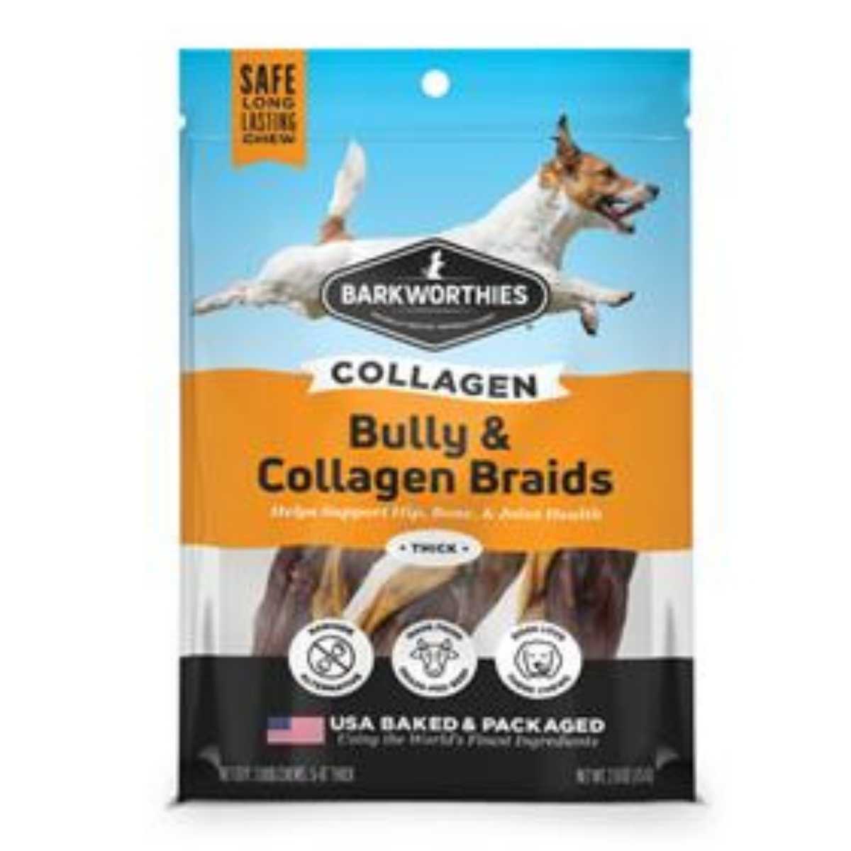 Barkworthies 6" Hybrid Braid Bully Collagen-3 Pack