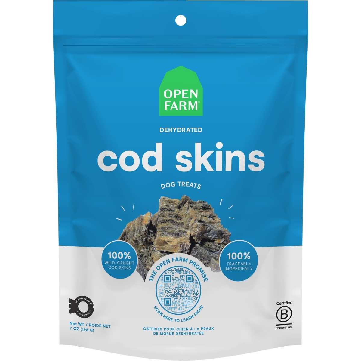 Open Farm Dog Dehydrated Cod Skin Treat-7 oz Bag
