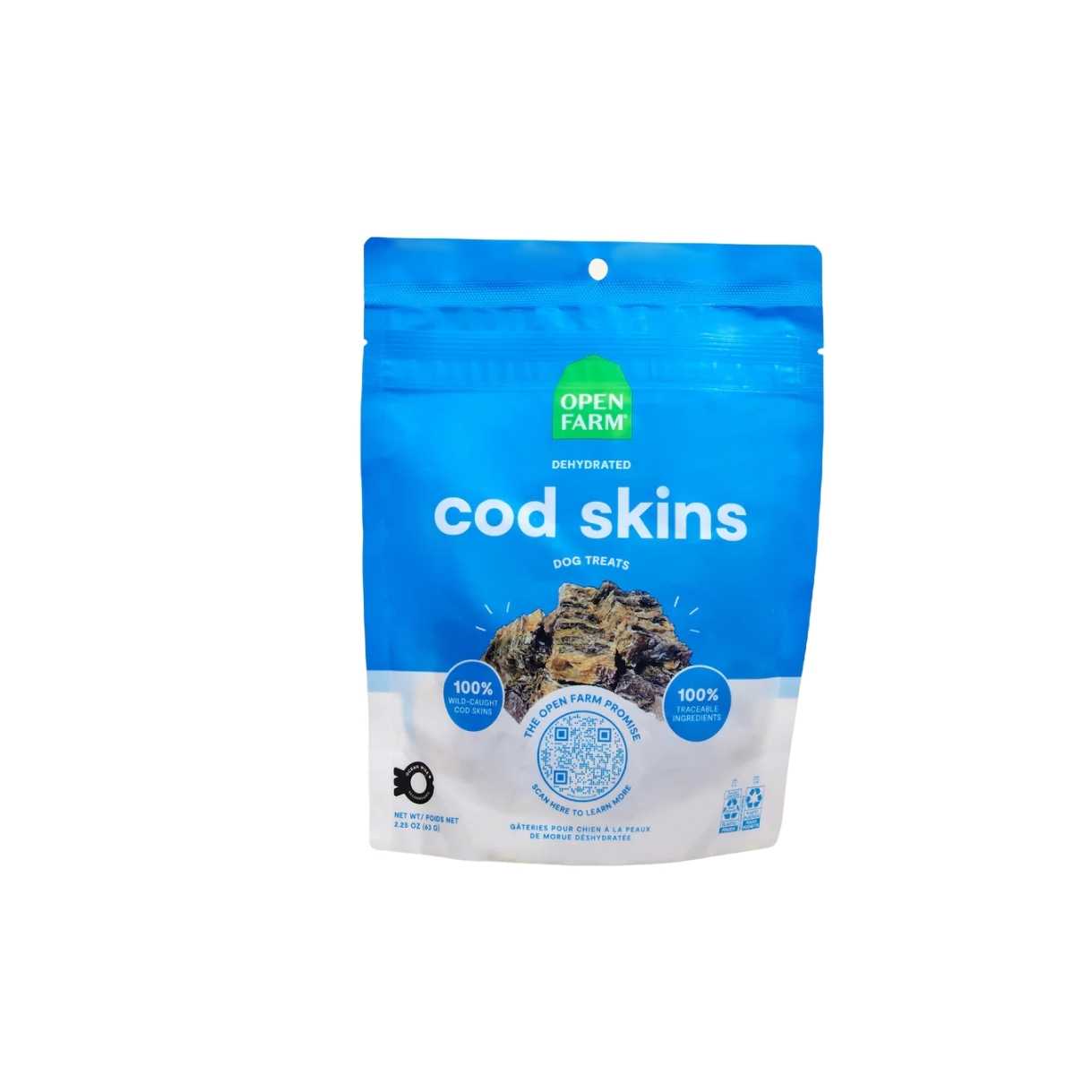 Open Farm Dog Dehydrated Cod Skins Treat-2.25 oz Bag