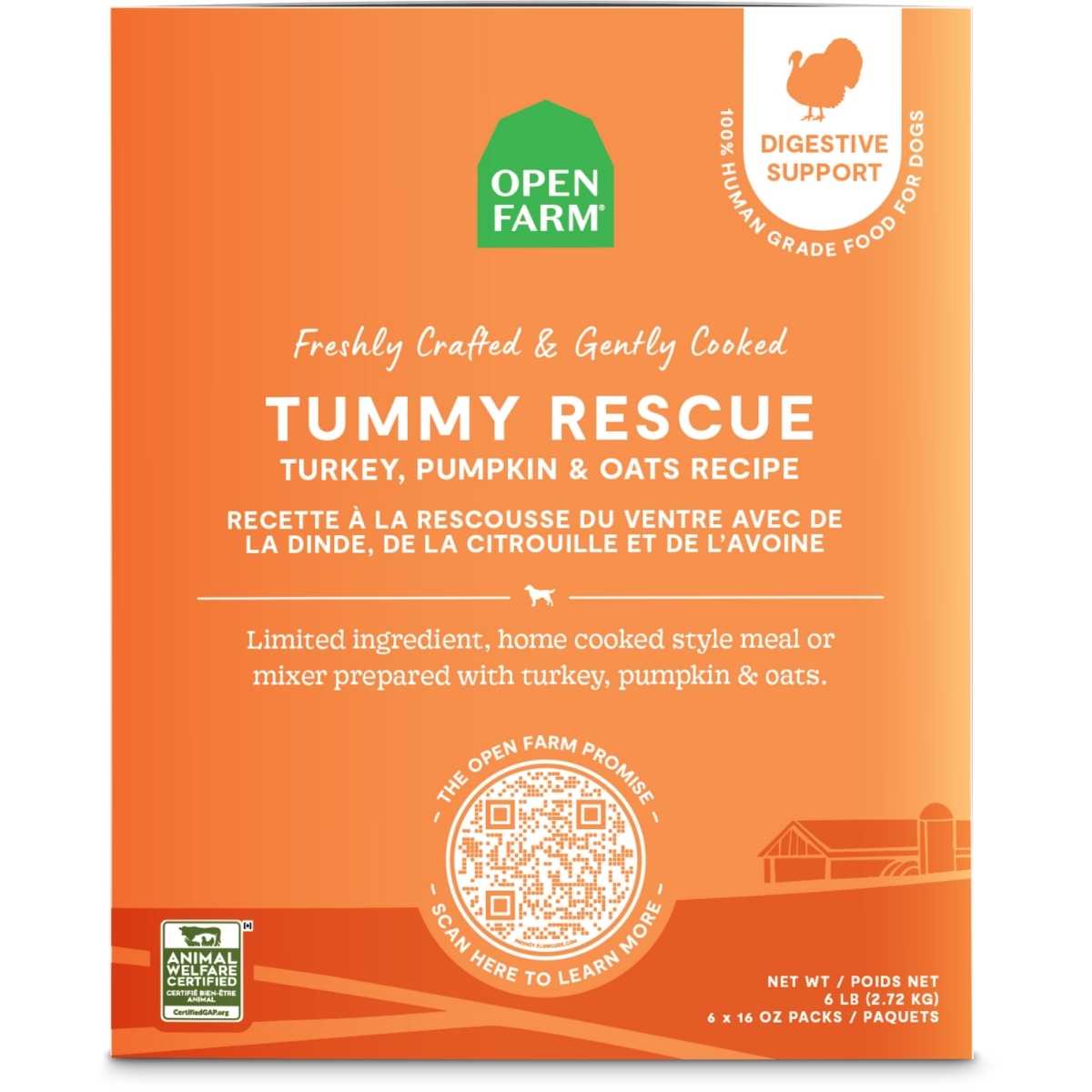 Open Farm Dog Frozen Gently Cooked Tummy Rescue