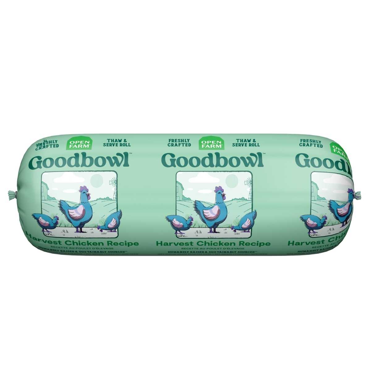 Open Farm Dog Frozen Freshly Crafted Goodbowl Harvest Chicken-28 oz Roll