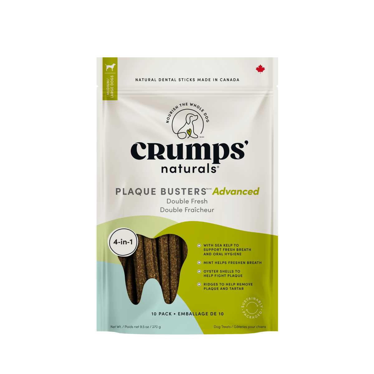 Crump's Naturals Canine Plaque Busters Advanced Double Fresh (10-pack)