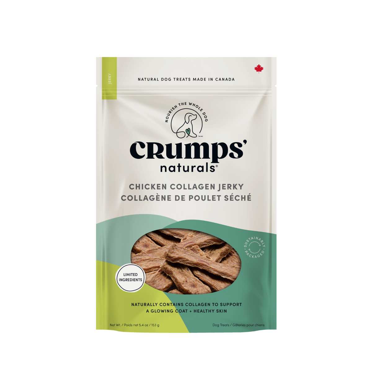Crump's Naturals Chicken Collagen Jerky-5.4 oz Bag
