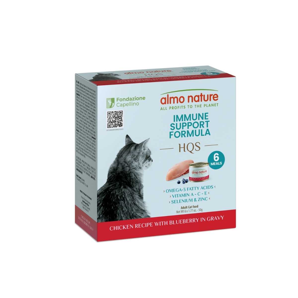 Almo Nature Cat HQS Functionals Immune Support Chicken with Goji Berry in Gravy-24/1.76 oz Cans