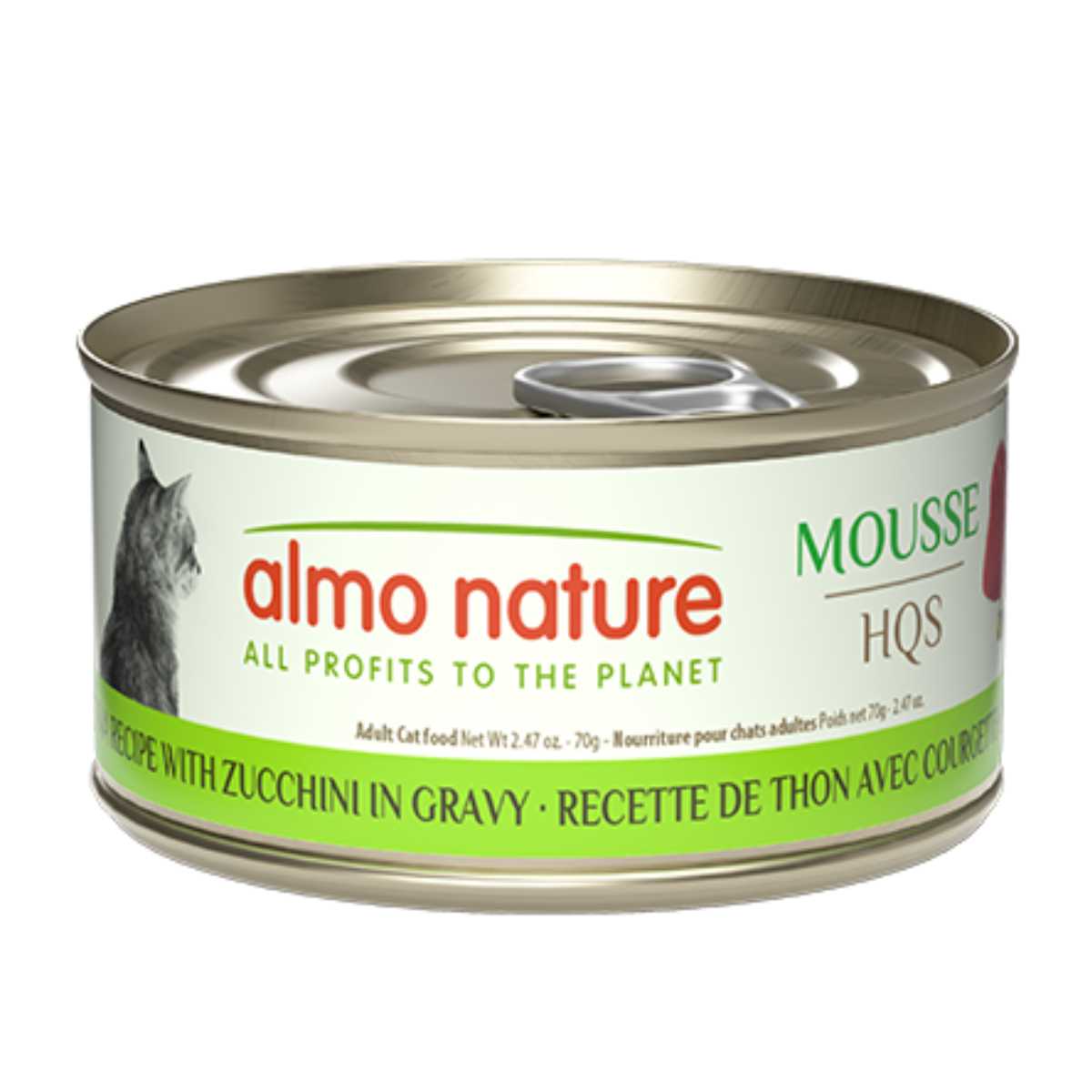 Almo Nature Cat HQS Mousse Tuna Recipe with Zucchini in Gravy 24/2.47oz Cans