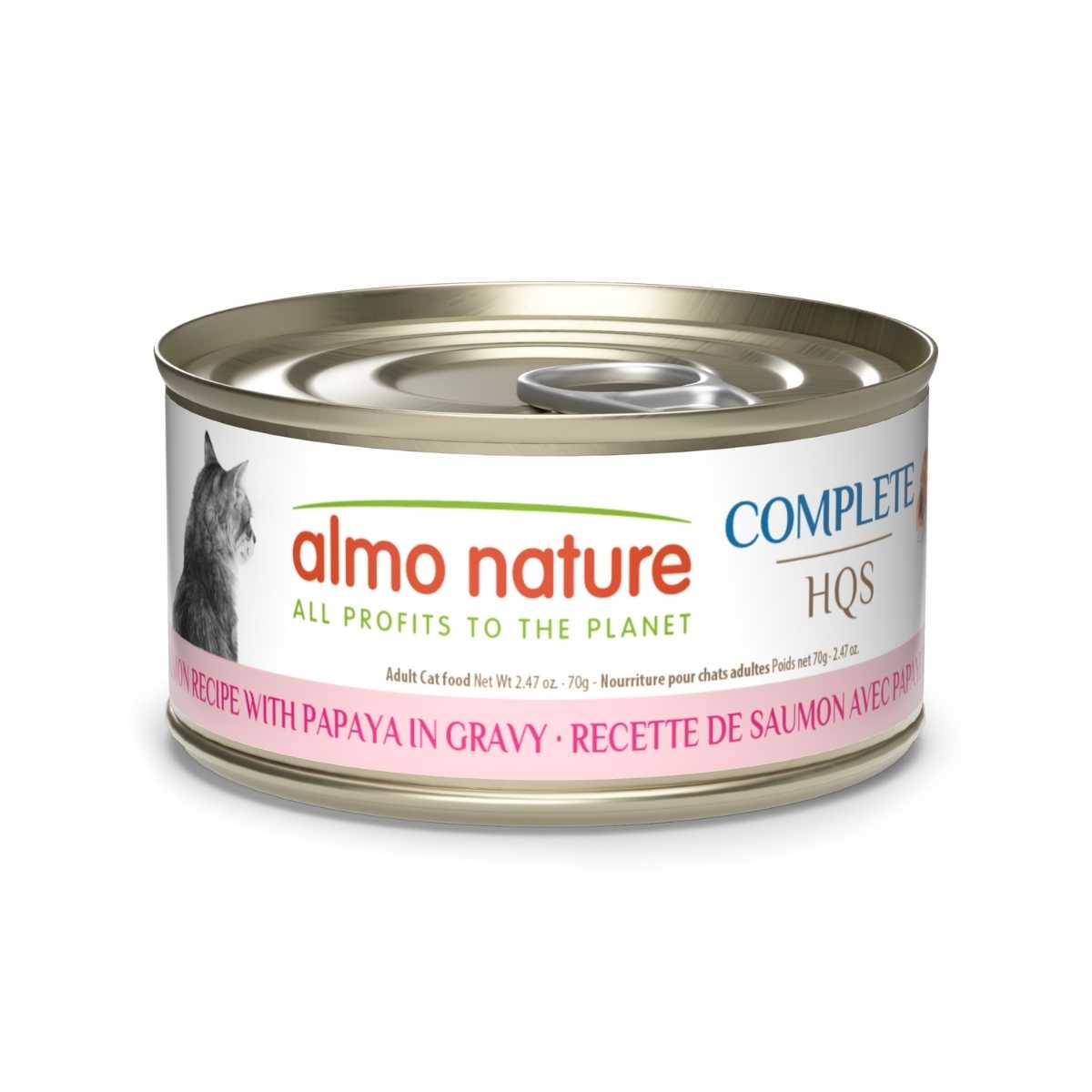 Almo Nature Cat HQS Complete Salmon & Papaya in Gravy-24/2.47 oz Cans