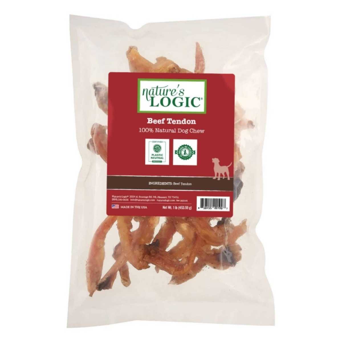 Nature's Logic Canine All Natural Beef Tendon Treat-1 lb Bag