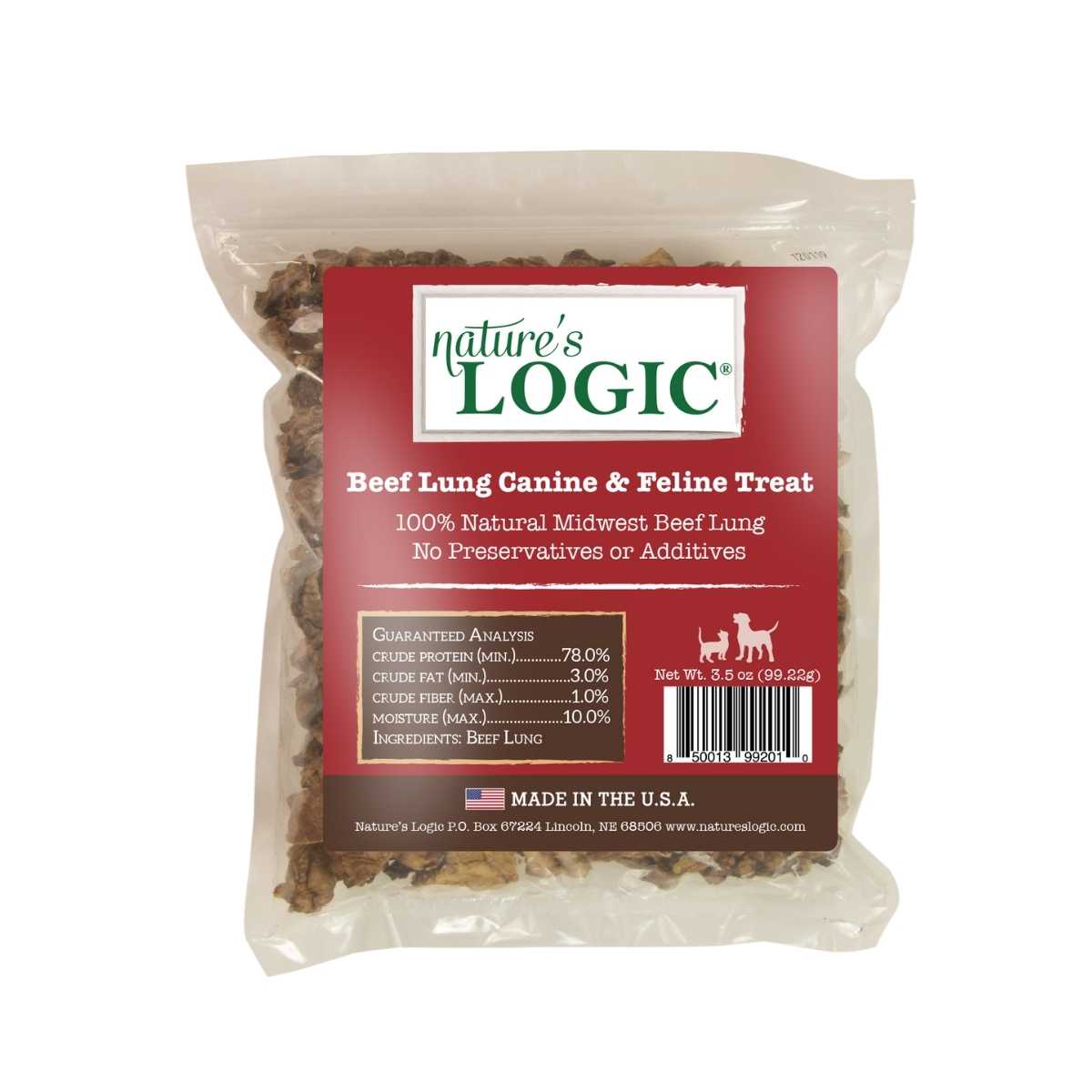 Nature's Logic Canine All Natural Beef Lung Bites-3.5 oz Bag