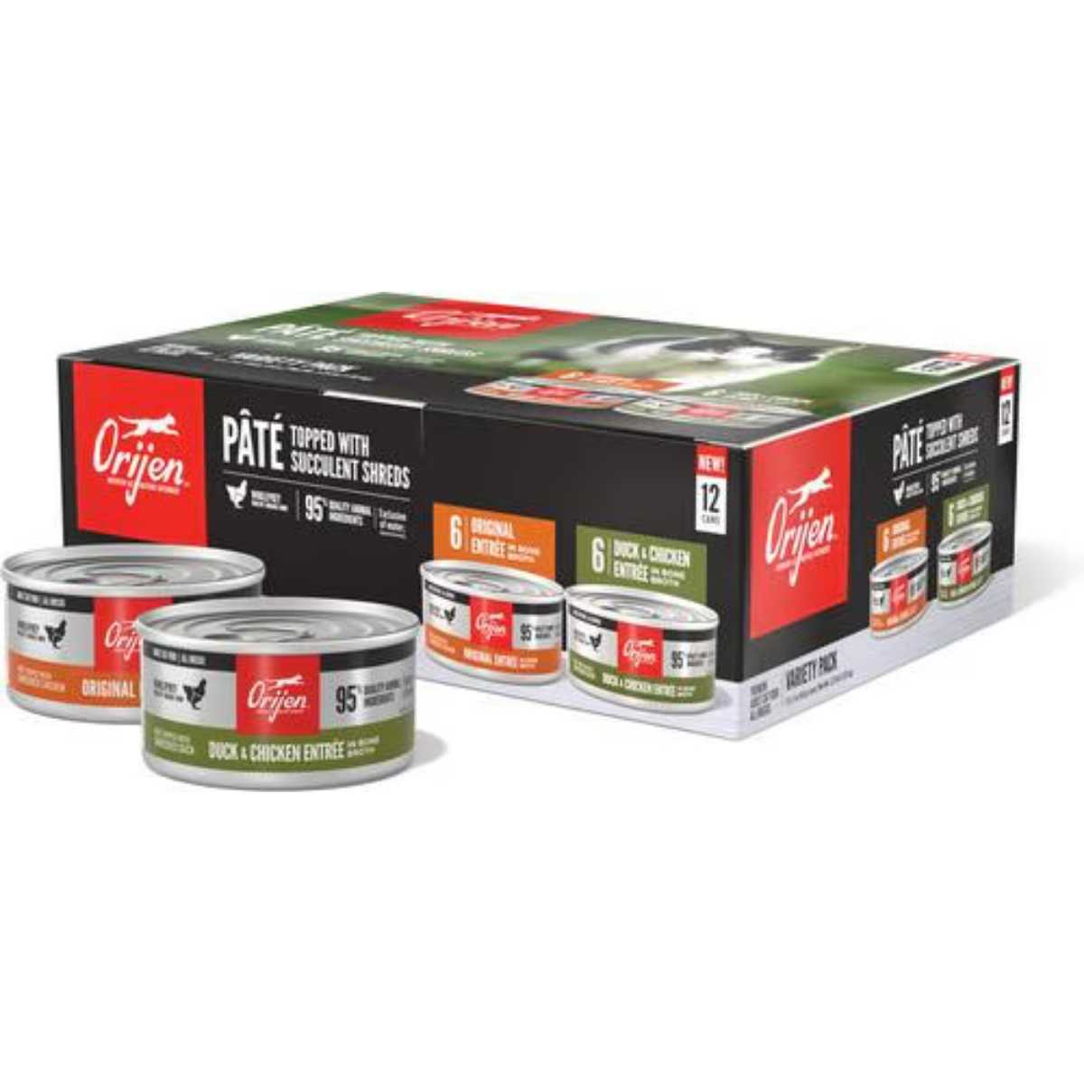 Orijen Cat Wet Grain Free Pate Variety 3oz- 12 PK (6 x Original Recipe & Duck/Chicken Recipe)