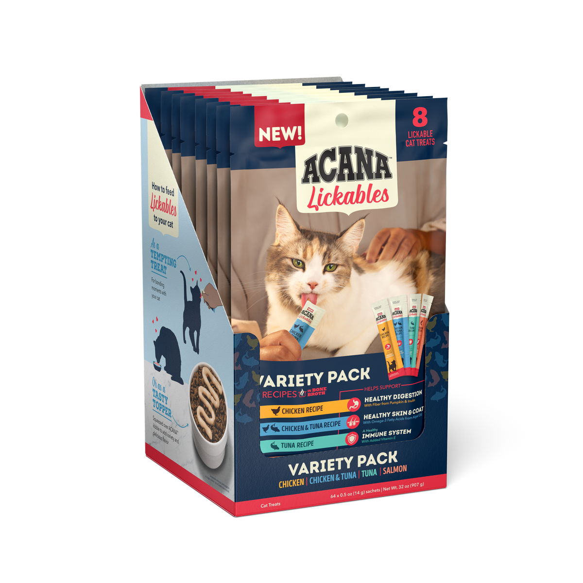 Acana Cat Lickables Variety-4 oz Pouches 8 Count Box