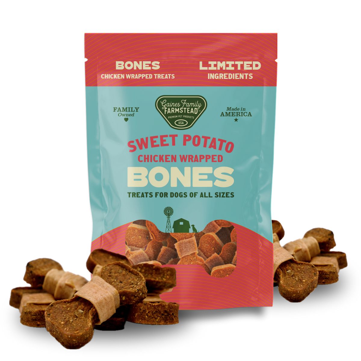 Gaines Sweet Potato Bone Wrapped w/Chicken-8 oz Bag