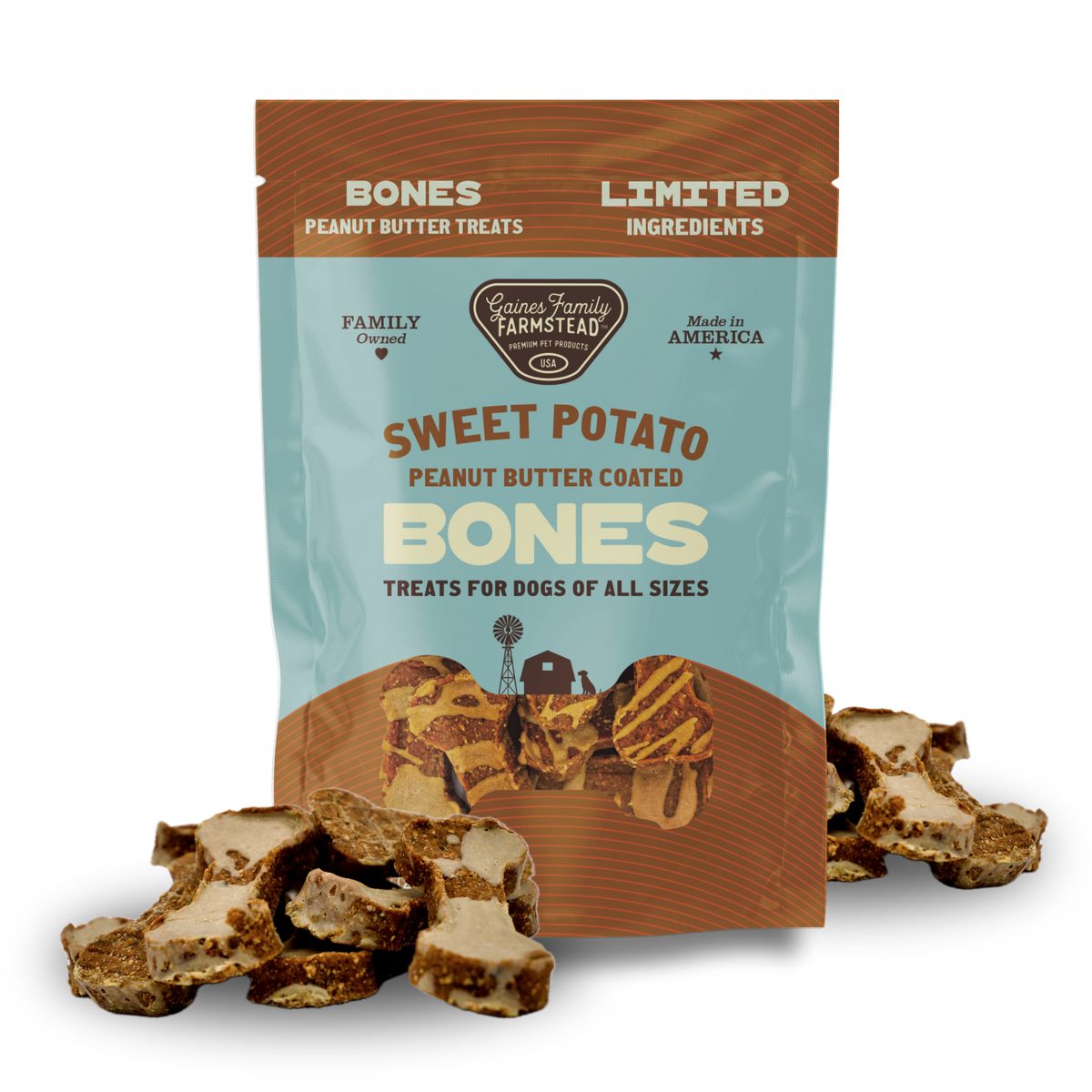 Gaines Sweet Potato Bone Coated w/Peanut Butter-40 oz Bag (4/CS)