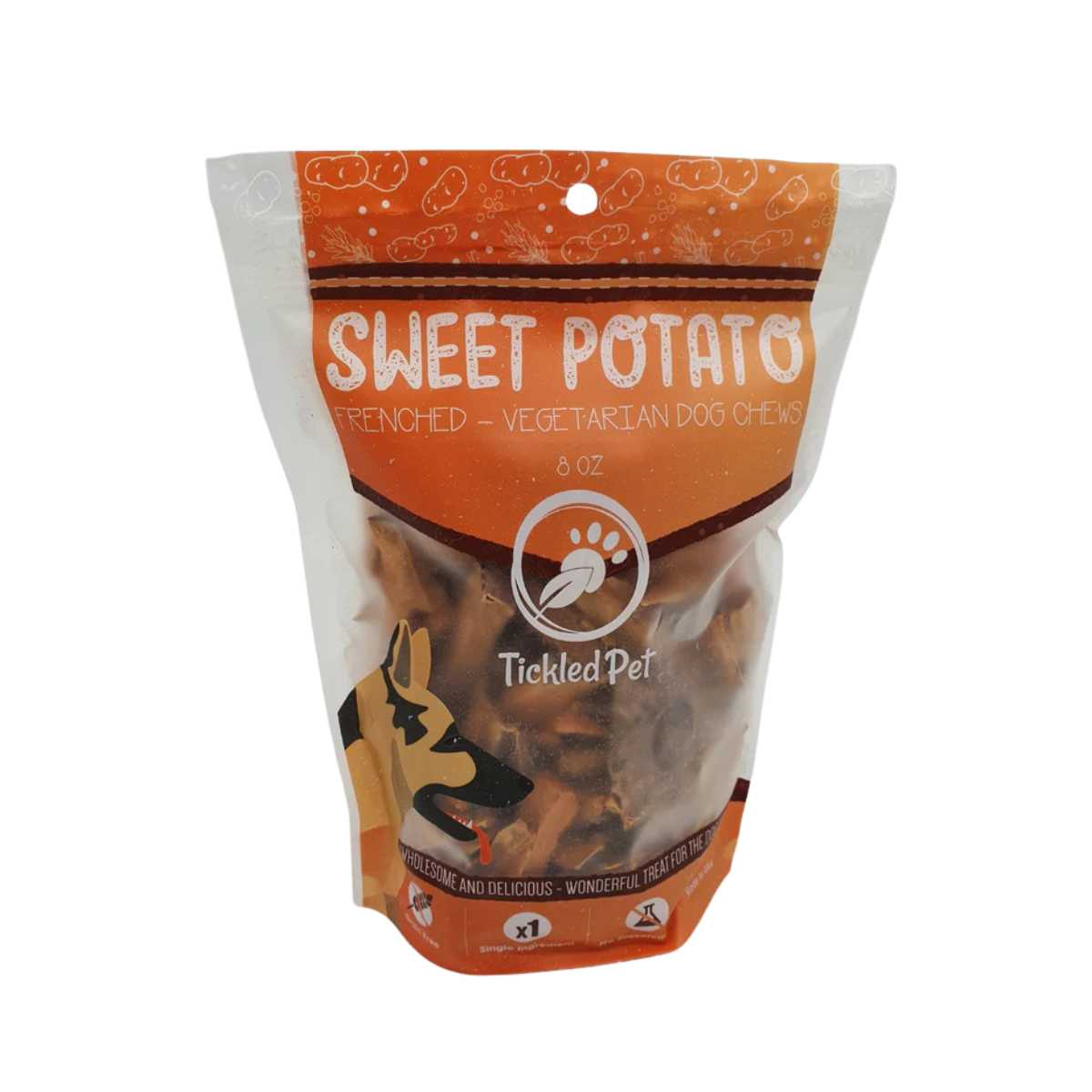 Tickled Pet Sweet Potato Chews-Frenched-8 oz Bag