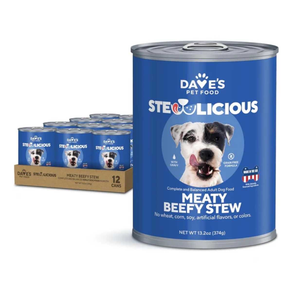 Dave's Pet Food Dog Stewlicious Meaty Beefy Stew-12/13 oz Cans