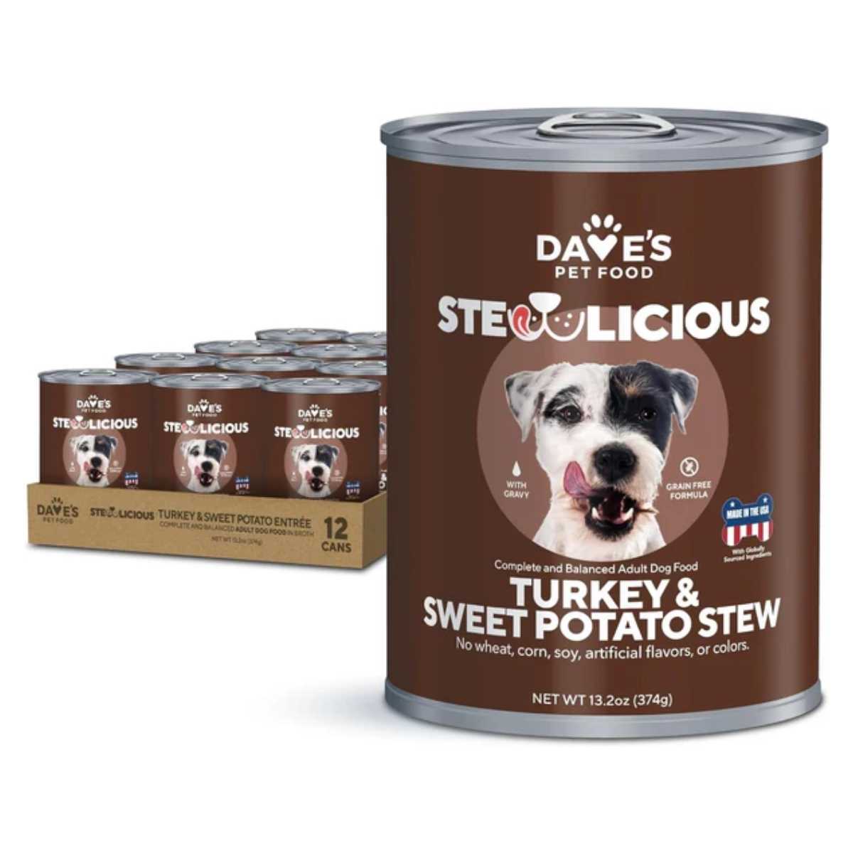 Dave's Pet Food Dog Stewlicious Grain Free Turkey & Sweet Potato in Gravy-12/13.2 oz Cans