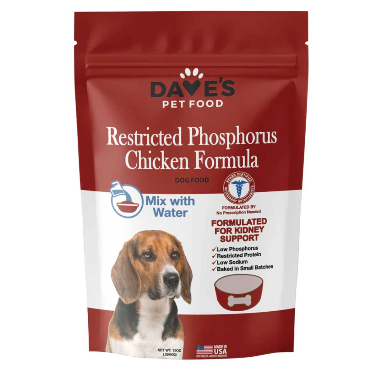 Dave's Pet Food Dog Functional Diets- Restricted Phosphorus Chicken Formuls Crumble-13 oz Bag (4/Bale)