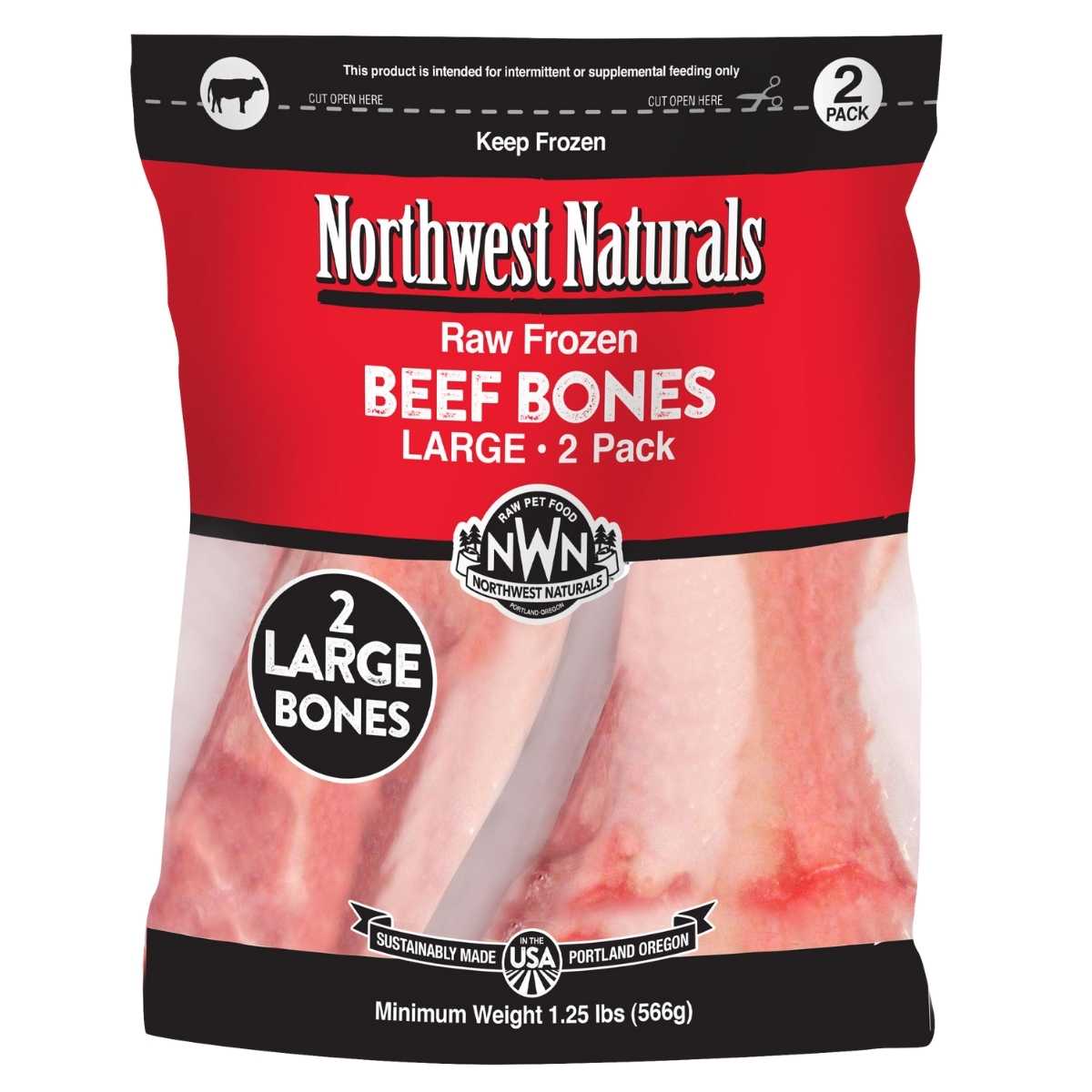 Northwest Naturals Frozen Large 6-8" Beef Bone-2 ct Bag