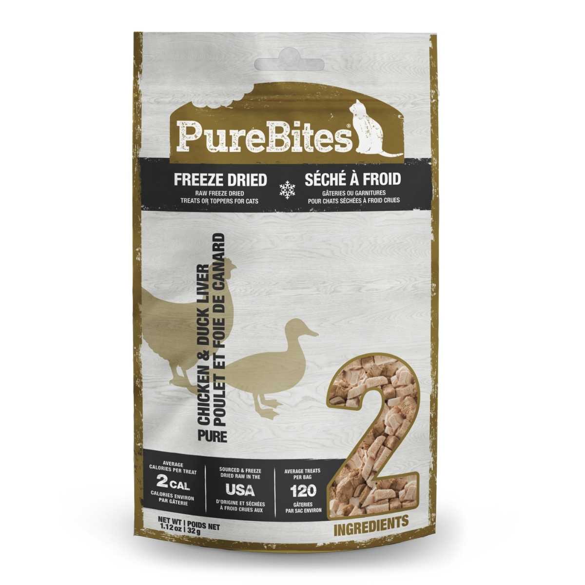 Purebites Feline- Value Size Chicken Breast & Duck-1.12 oz Bag