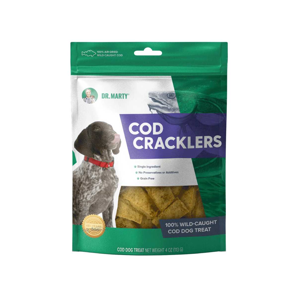 Dr. Marty Cod Cracklers-100% Air-Dried Wild-Caught Cod Treats- 4 oz Bag