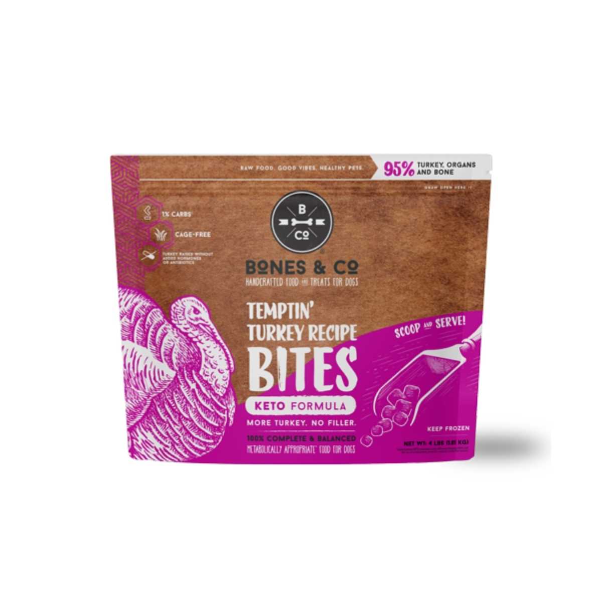 Bones & Co Frozen Raw Temptin' Turkey Bites-4 lb Bag