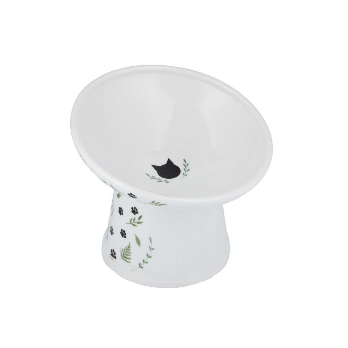 Necoichi Tilted Stress Free Raised Cat Food Bowl (Go Green)