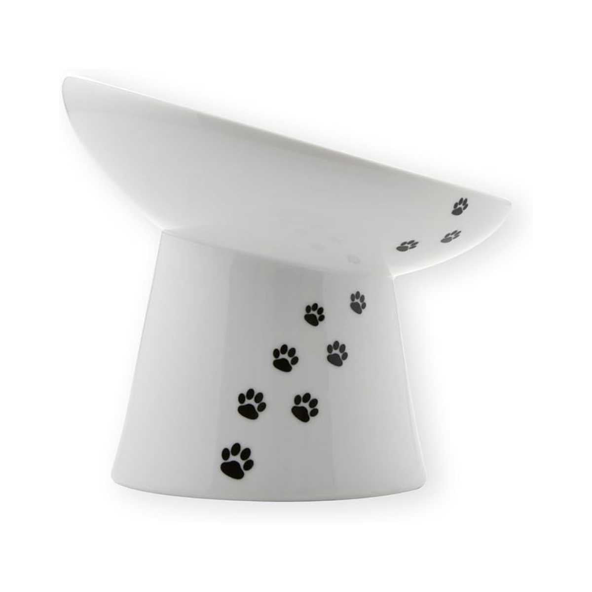 Necoichi Tilted Stress Free Raised Dog Food Bowl (White)