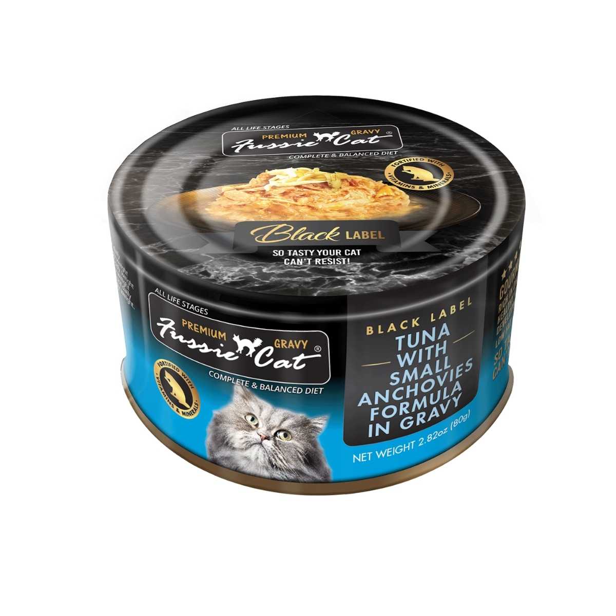 Fussie Cat Premium Tuna w/Small Anchovies in Gravy-24/2.82 oz Cans