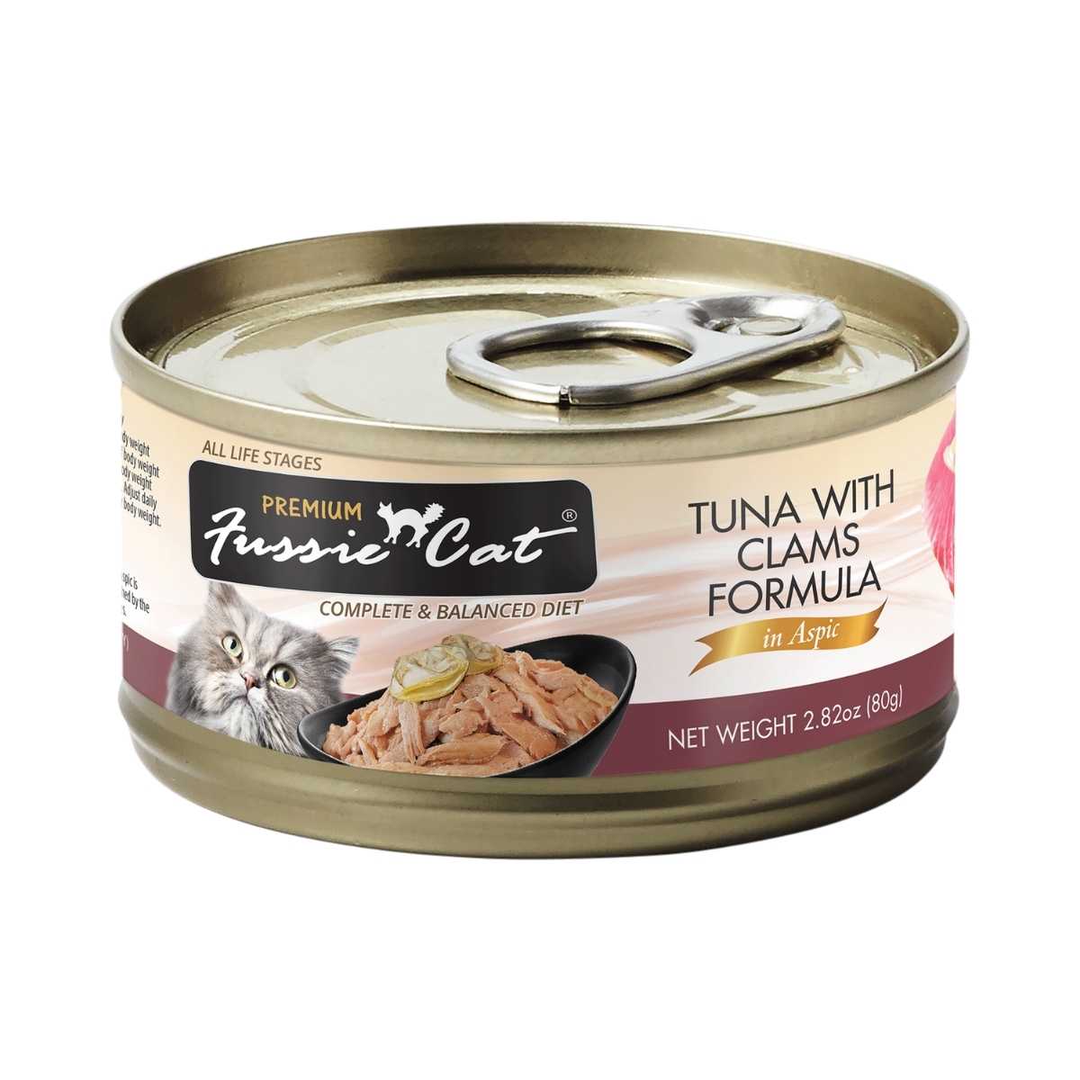 Fussie Cat Premium Tuna w/Clams Formula in Aspic-24/2.82 oz Cans