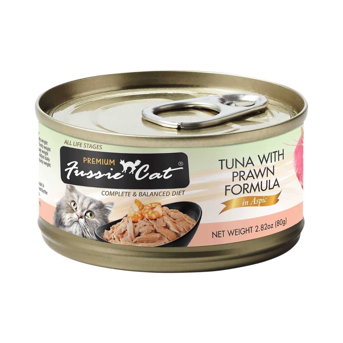 Fussie Cat Premium Tuna w/Prawns Formula in Aspic-24/2.82 oz Cans