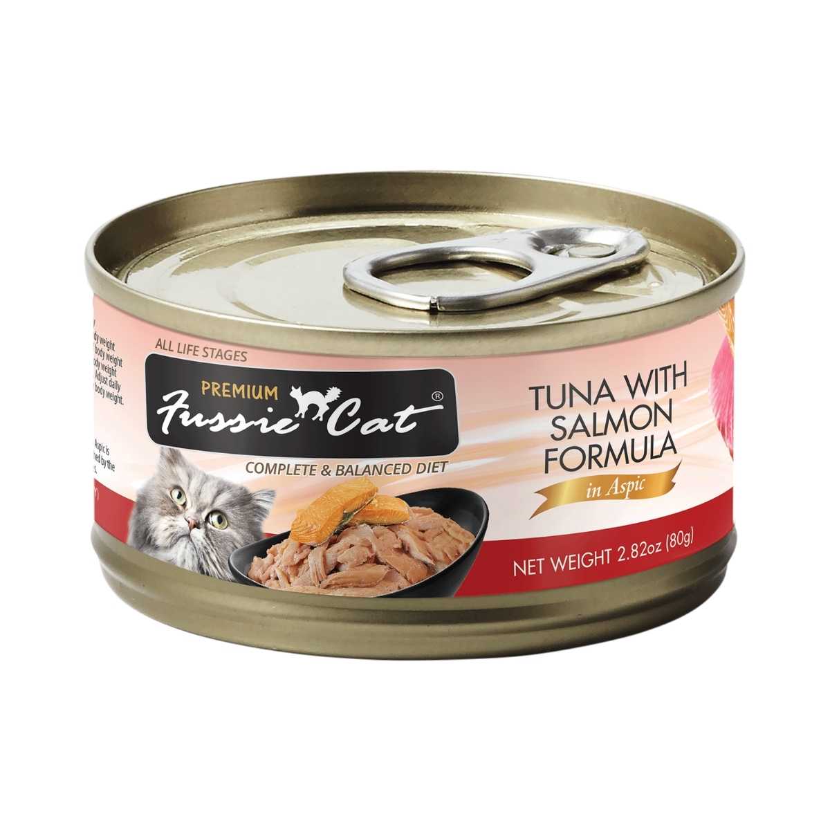 Fussie Cat Premium Tuna w/Salmon Formula in Aspic-24/2.82 oz Cans