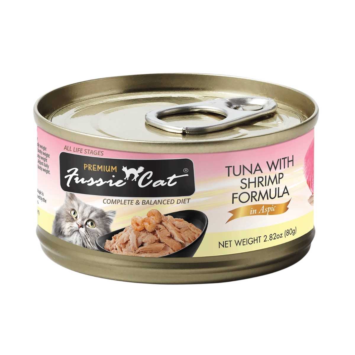 Fussie Cat Premium Tuna w/Shrimp Formula in Aspic-24/2.82 oz Cans