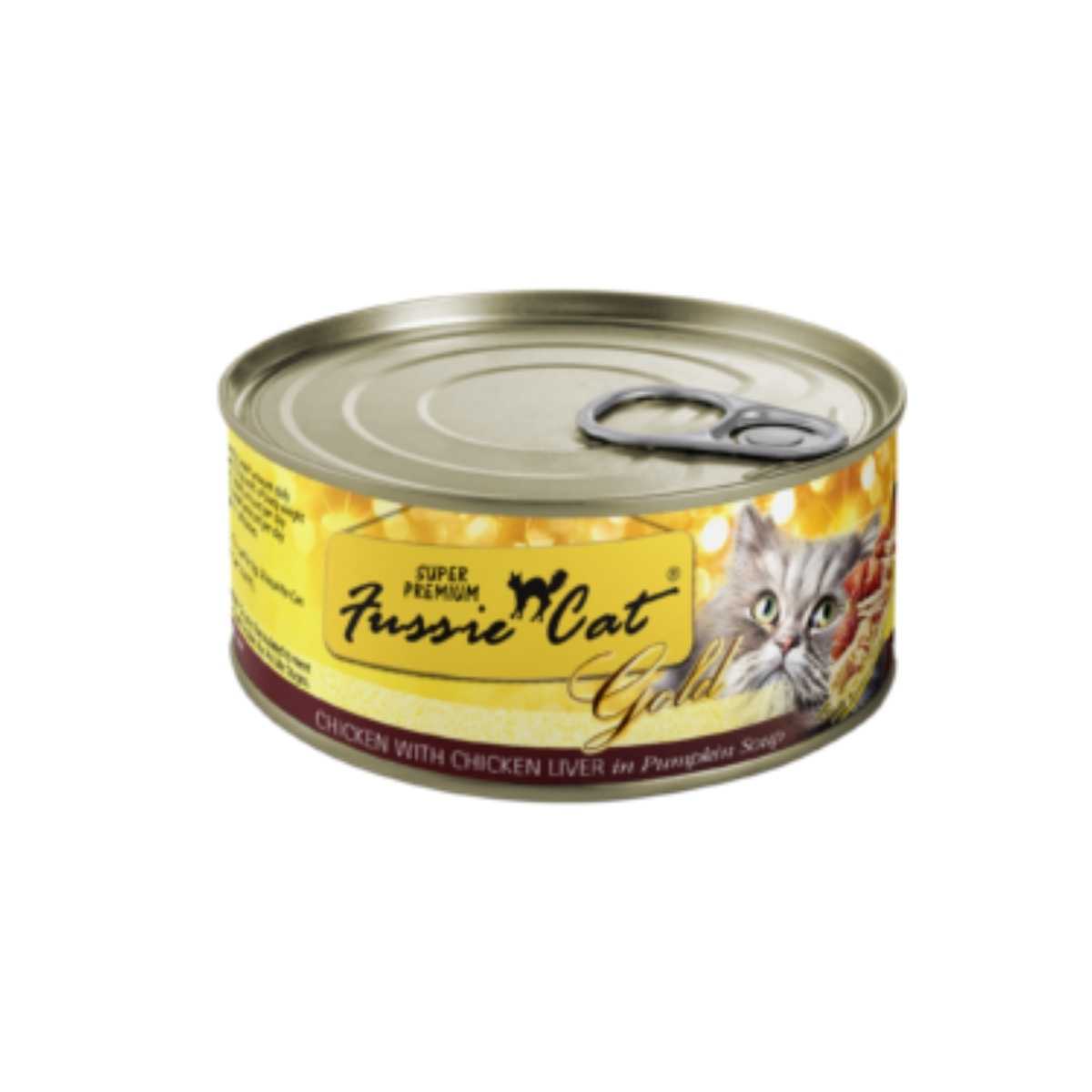 Fussie Cat Super Premium Chicken w/Chicken Liver Formula in Pumpkin Soup-24/2.82 oz Cans