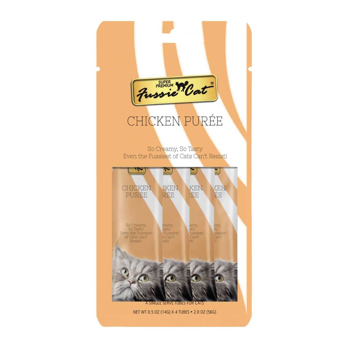 Fussie Cat Chicken Puree-4 pk/.05 oz tubes