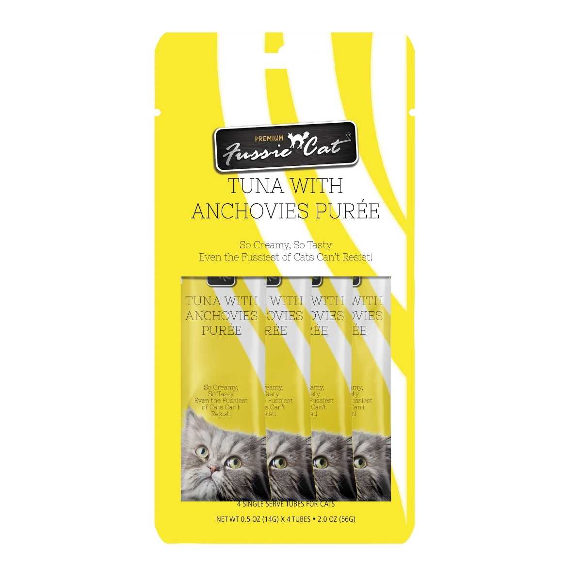 Fussie Cat Tuna Anchovies Puree-4 pk/.05 oz tubes