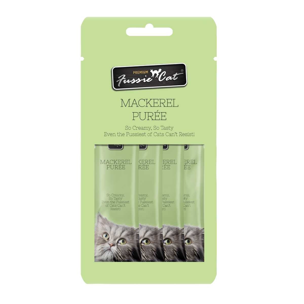 Fussie Cat Mackerel Puree-4 pk/.05 oz tubes