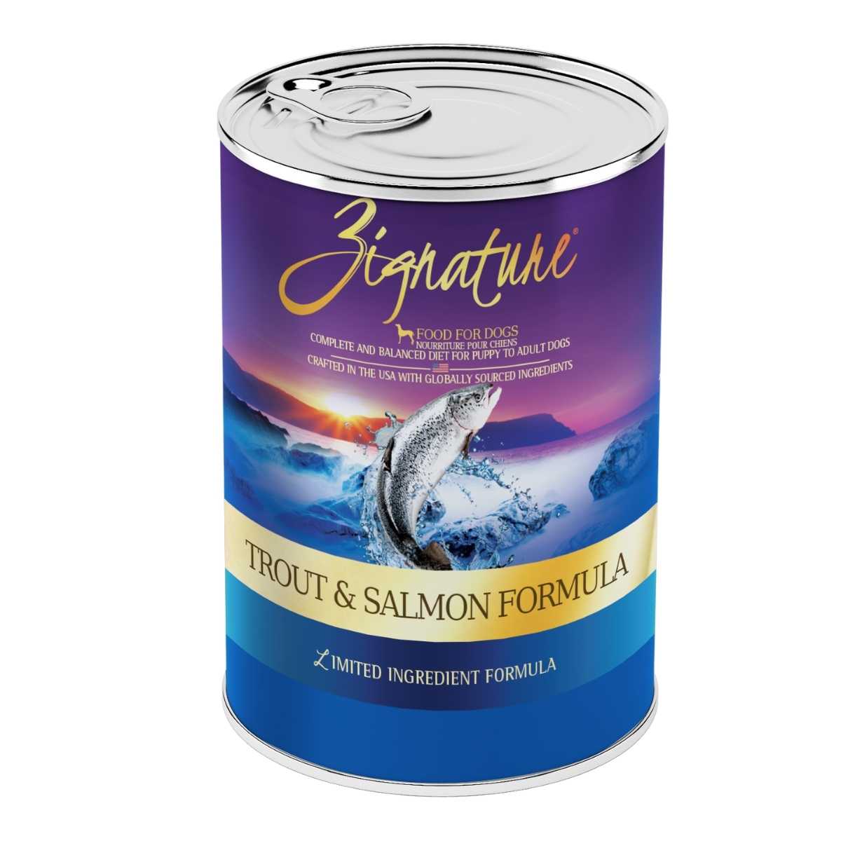 Zignature Trout & Salmon Formula Dog Food-12/13 oz Cans