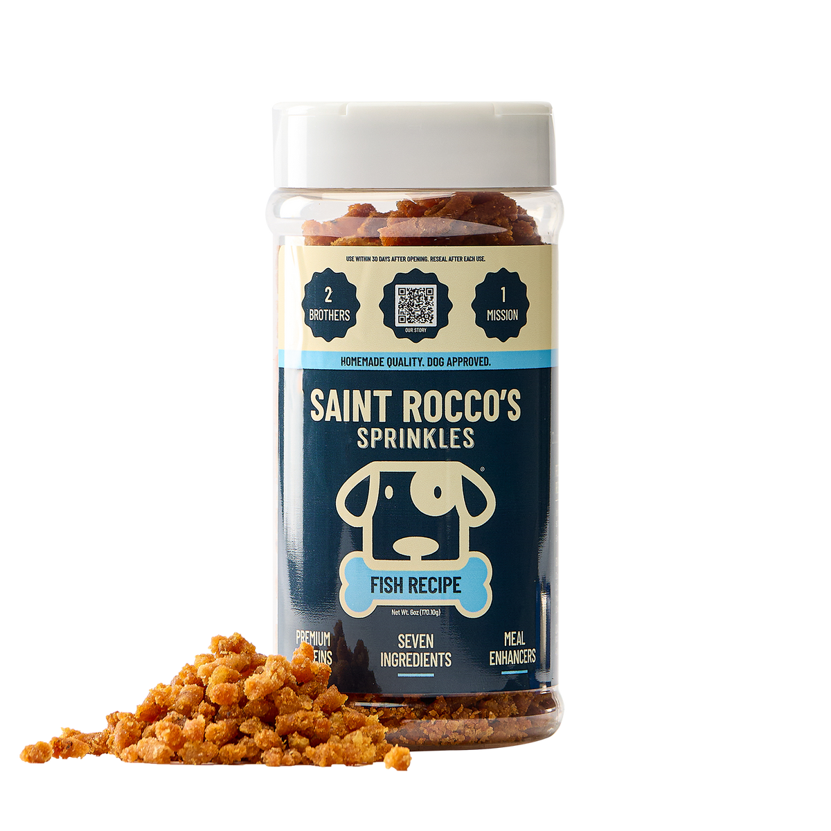 Saint Rocco's Treats Fish Sprinkles Dog Food Topper, 6 oz