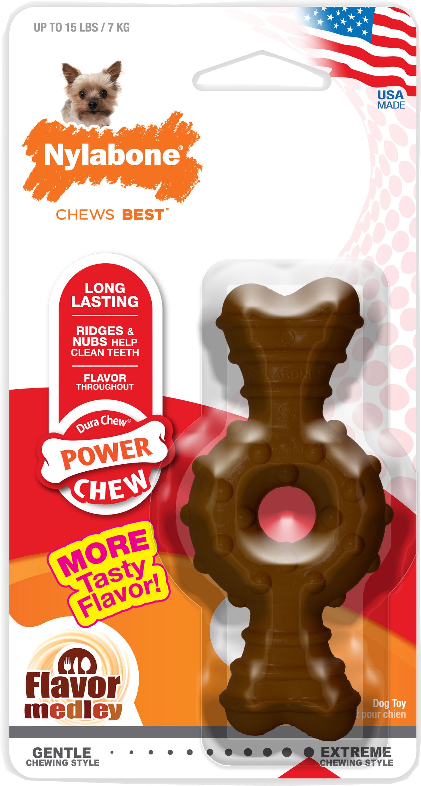 NYLABONE POWER CHEW TEXTURED RING BONE