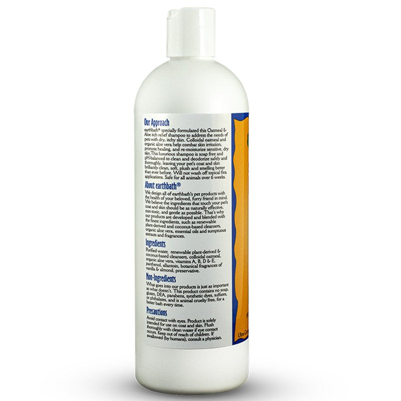 earthbath, Oatmeal & Aloe Dog Shampoo - Oatmeal Shampoo for Dogs, Itchy, Dry Skin Relief, Dog Wash, Made in USA, Cruelty Free Pet Shampoos - Vanilla & Almond, 16 Oz (1 Pack)