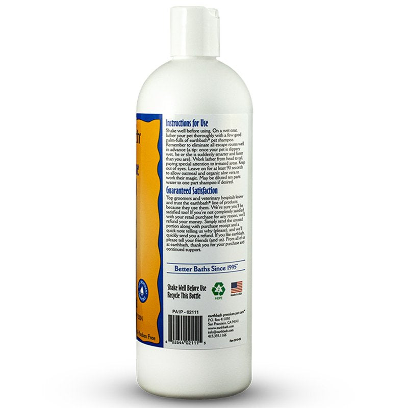 earthbath, Oatmeal & Aloe Dog Shampoo - Oatmeal Shampoo for Dogs, Itchy, Dry Skin Relief, Dog Wash, Made in USA, Cruelty Free Pet Shampoos - Vanilla & Almond, 16 Oz (1 Pack)