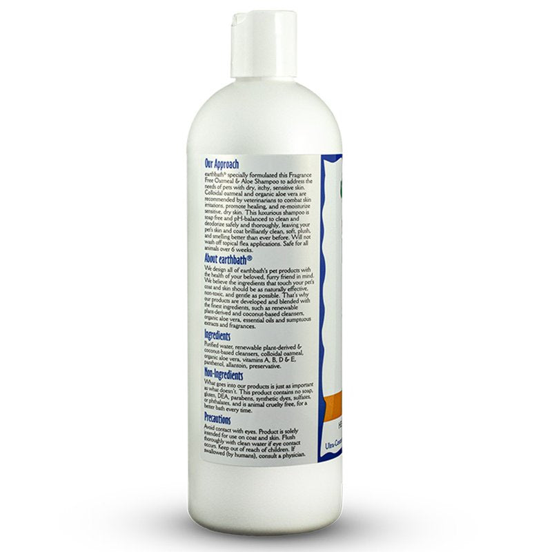 earthbath, Oatmeal & Aloe Dog Shampoo - Oatmeal Shampoo for Dogs, Itchy, Dry Skin Relief, Dog Wash, Made in USA, Cruelty Free, Fragrance Free Pet Shampoos - 16 Oz (1 Pack)