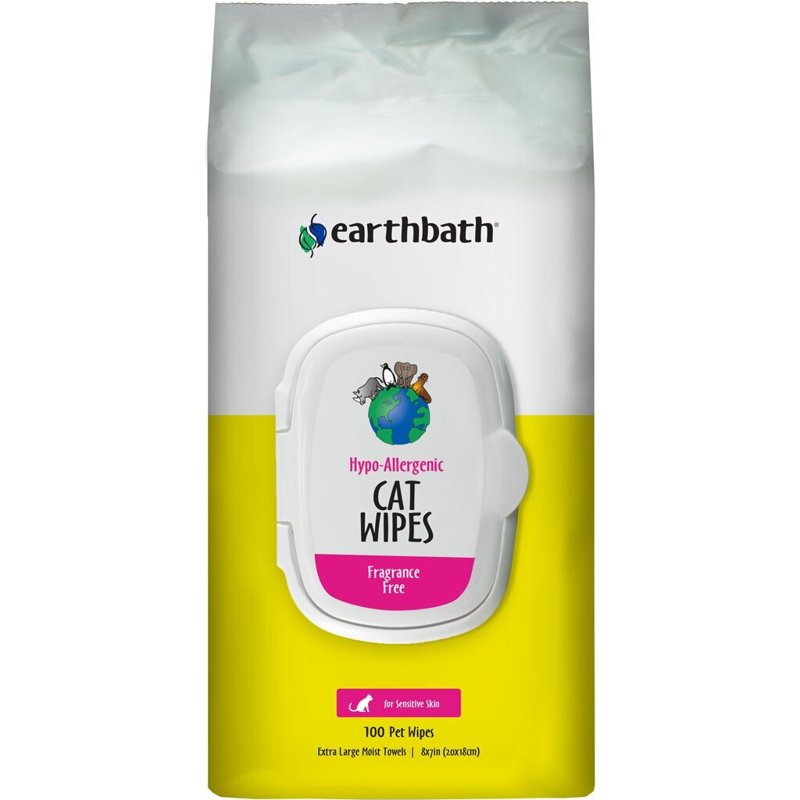 earthbath Hypo-Allergenic Grooming Wipes - Fragrance Free Aloe Vera, Vitamin E, Gentle on Sensitive Skin, Good for Dogs & Cats - Handily Clean Your Pets' Dirty Paws & Undercoat - 100 Count, Pack of 1