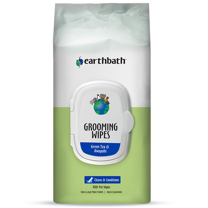 earthbath, Green Tea & Awapuhi Grooming Pet Wipes, 100 Count