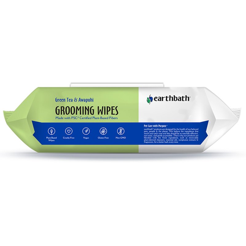 earthbath, Green Tea & Awapuhi Grooming Pet Wipes, 100 Count