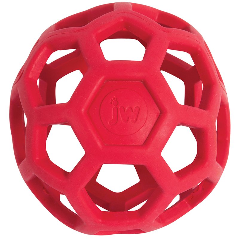 JW Pet Hol-ee Roller Dog Toy Puzzle Ball, Natural Rubber, Medium (4.5 Inch Diameter), Colors May Vary