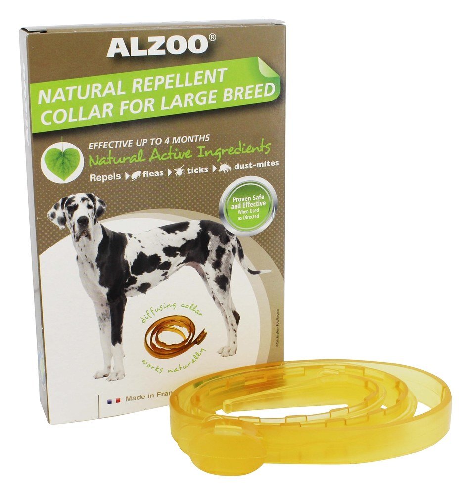 ALZOO Flea & Tick Dog Collar, Helps Repel Fleas, Ticks & Mosquitoes, 100% Plant-Based Active Ingredients, Phthalates and PVC Free, for Large Dogs: 40+ lbs