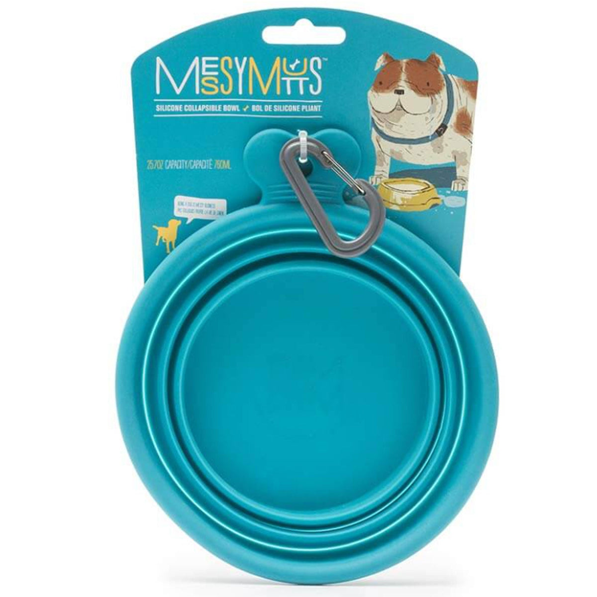 Messy Mutts Silicone Collapsible Dog Bowl, Blue, Medium 3 Cup
