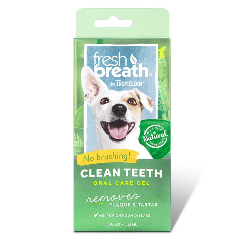 TropiClean No Brushing Gel | No more Dog Toothpaste and Toothbrush | Breath Gel for Dogs | Dental Gel Plaque Remover | Made in the USA | 4 oz.