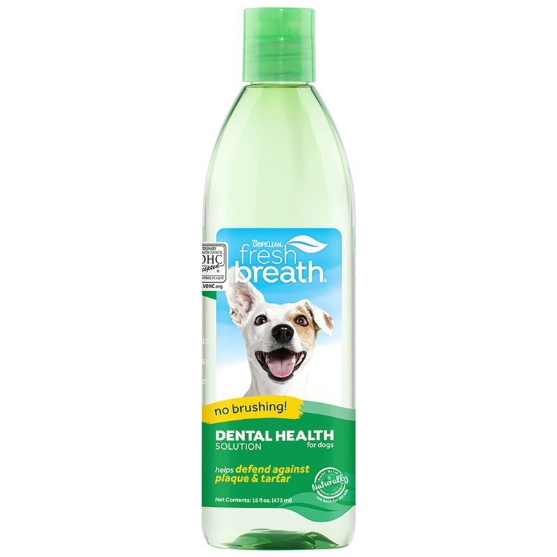 TropiClean Fresh Breath for Dogs | Dog Breath Water Additive | Dental Care | Dog Breath Freshener | Simple Pet Teeth Cleaning | Made in USA | 16 oz